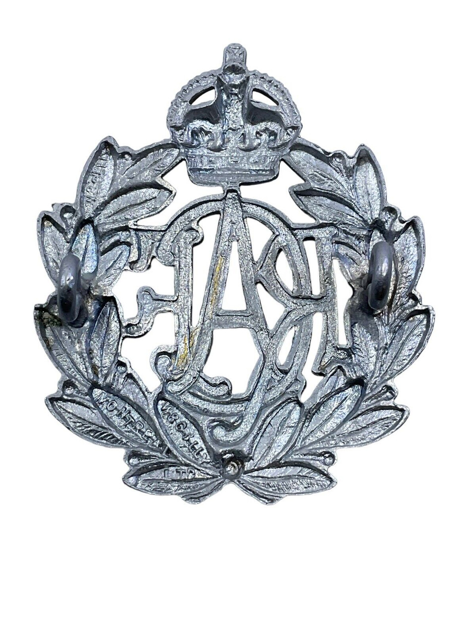 WW2 Canadian RCAF Plated Band Cap Badge William Scully Montreal Marked WW2 Canadian RCAF Plated Band Cap Badge William Scully Montreal Marked