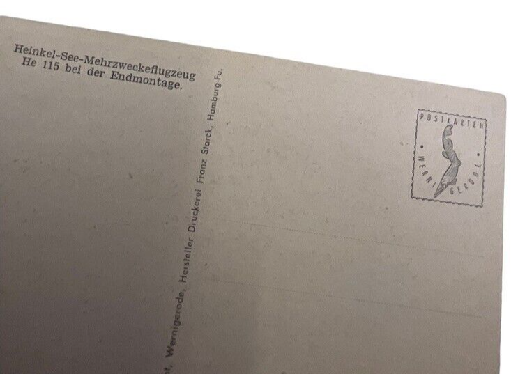 WW2 German Luftwaffe HE 115 Aircraft Postcard WW2 German Luftwaffe HE 115 Aircraft Postcard