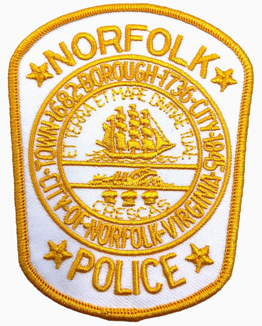 US Norfolk Virginia Yellow Edge Police Patch Insignia US Norfolk Virginia Yellow Edge Police Patch Insignia
