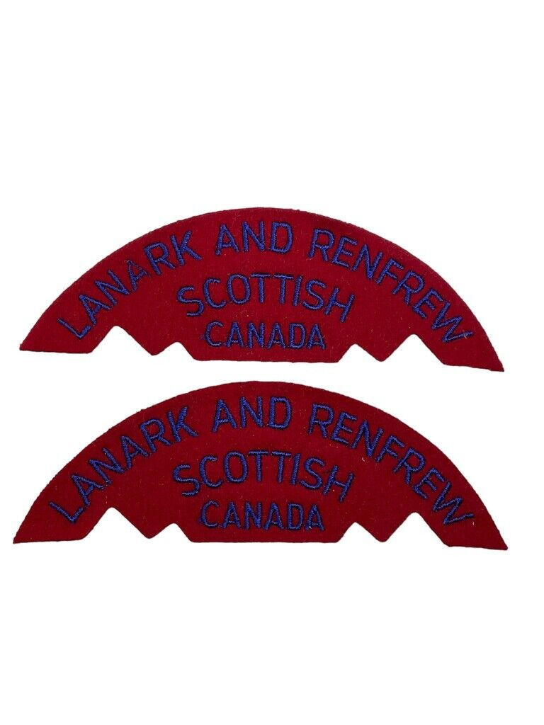 Canadian Lanark and Renfrew Scottish Shoulder Titles Pair Canadian Lanark and Renfrew Scottish Shoulder Titles Pair