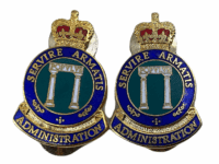 Canadian Forces Administration Service Enamel Collar Badge Pair