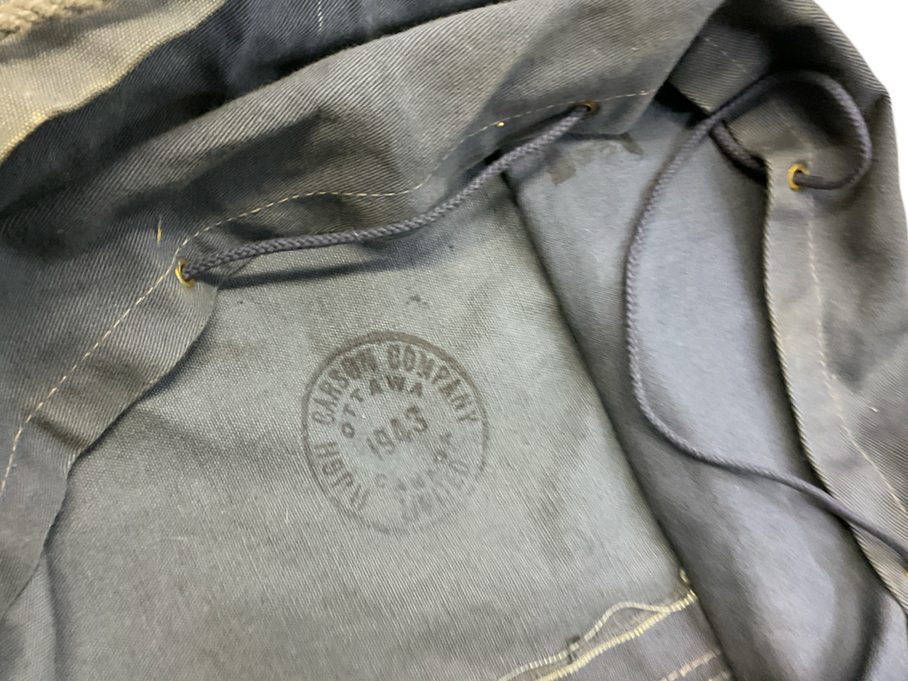 WW2 Canadian RCAF 1943 Dated Duffle Bag 27 x 21 Inch WW2 Canadian RCAF 1943 Dated Duffle Bag 27 x 21 Inch