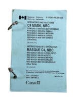 Canadian Forces Personal Mask Operators Instructions Soft Cover Reference Book