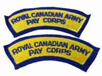 Royal Canadian Army Pay Corps Cloth Shoulder Title Pair