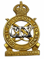 WW1 British BEF County Of London Yeomanry Sharpshooters Officers Cap Badge WW1 British BEF County Of London Yeomanry Sharpshooters Officers Cap Badge