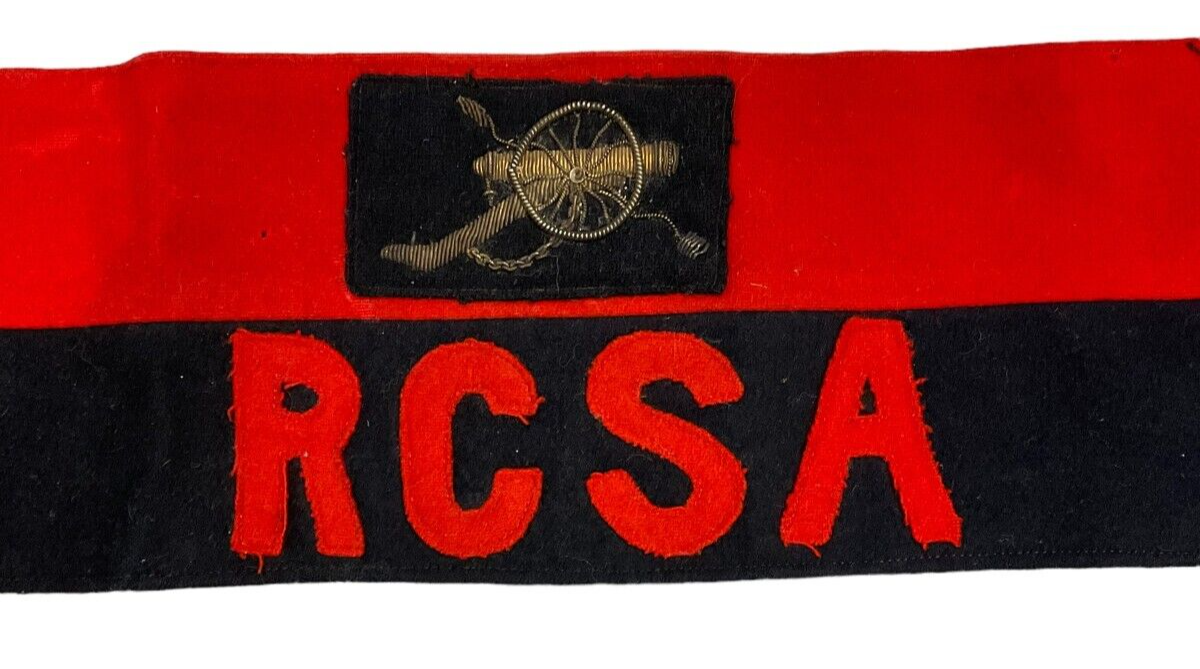 WW1 Royal Canadian School of Artillery RCSA RCA CFA Armband Brassard WW1 Royal Canadian School of Artillery RCSA RCA CFA Armband Brassard