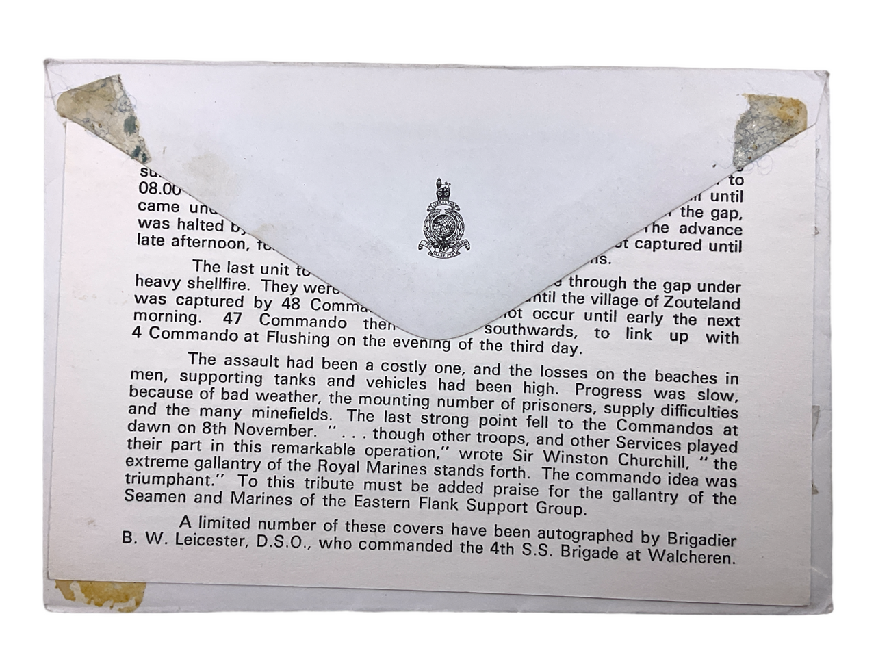 British Royal Marines Commemorative Stamp Cover Walcheren 1944 RM 15 British Royal Marines Commemorative Stamp Cover Walcheren 1944 RM 15