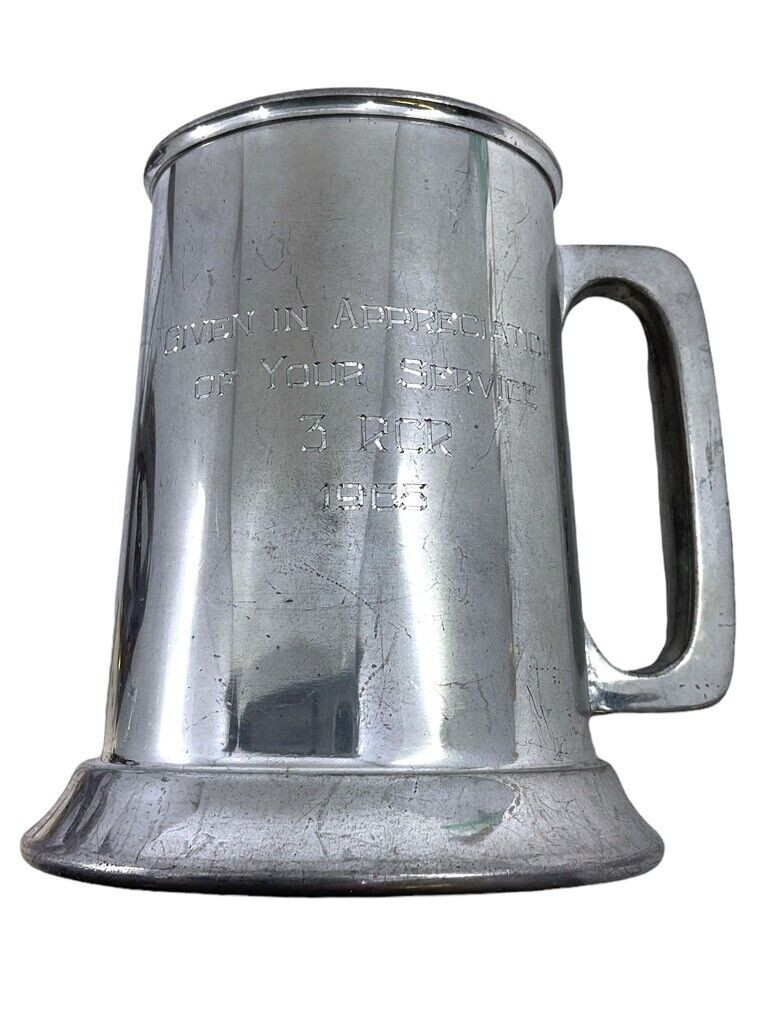 Canadian Forces 3 RCR 1965 Pewter Mug W/O H Bingeman Canadian Forces 3 RCR 1965 Pewter Mug W/O H Bingeman