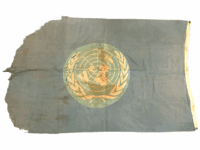 United Nations US Canadian UN Multi Piece Flag Used 3ft x 52 Inch