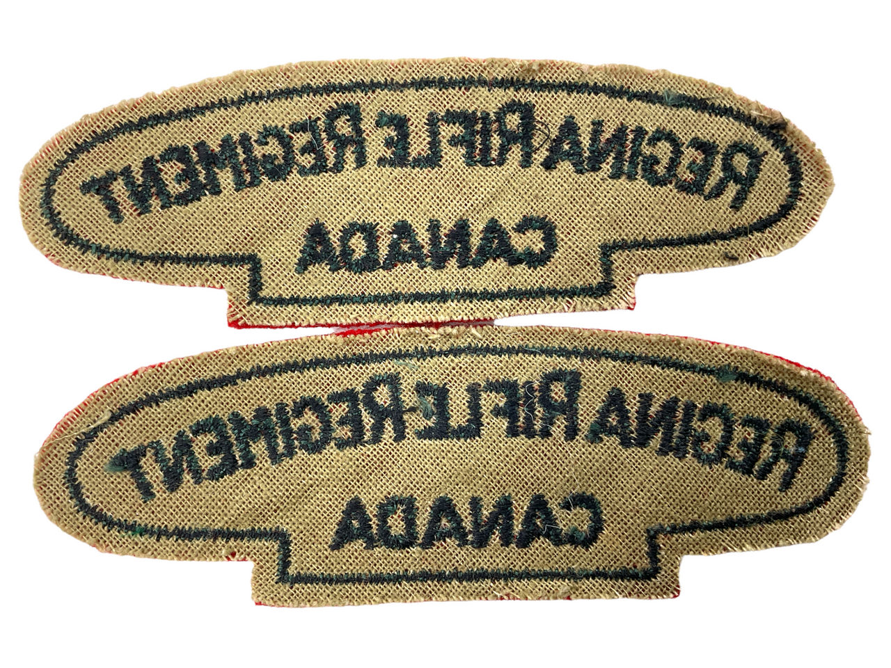 WW2 Canadian Regina Rifle Regiment Shoulder Title Pair WW2 Canadian Regina Rifle Regiment Shoulder Title Pair
