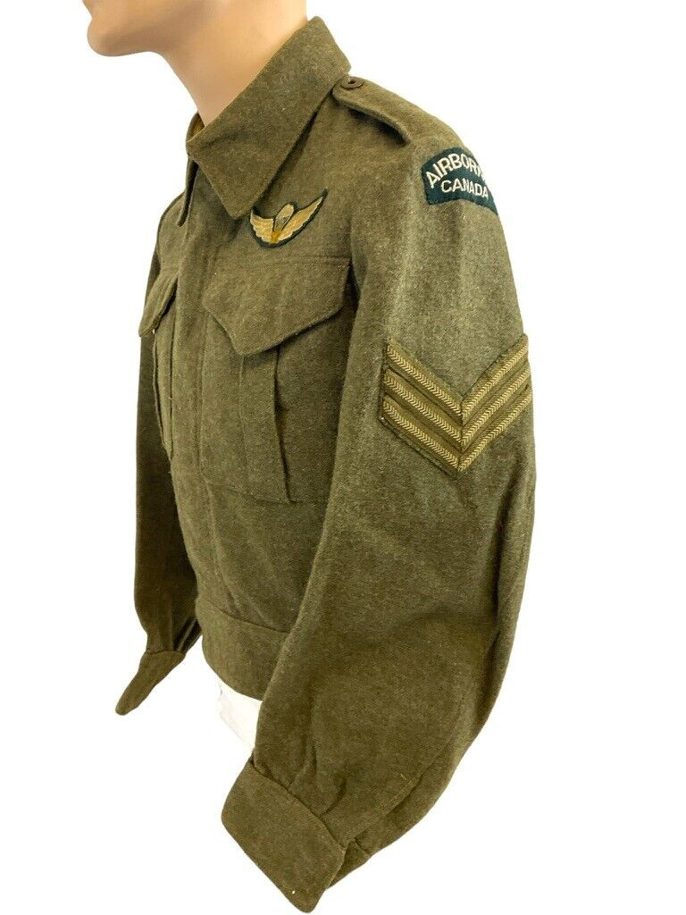 WW2 Canadian Airborne Canada Sgt Sergeant Battle Dress Jacket Unnamed 1944 Dated WW2 Canadian Airborne Canada Sgt Sergeant Battle Dress Jacket Unnamed 1944 Dated