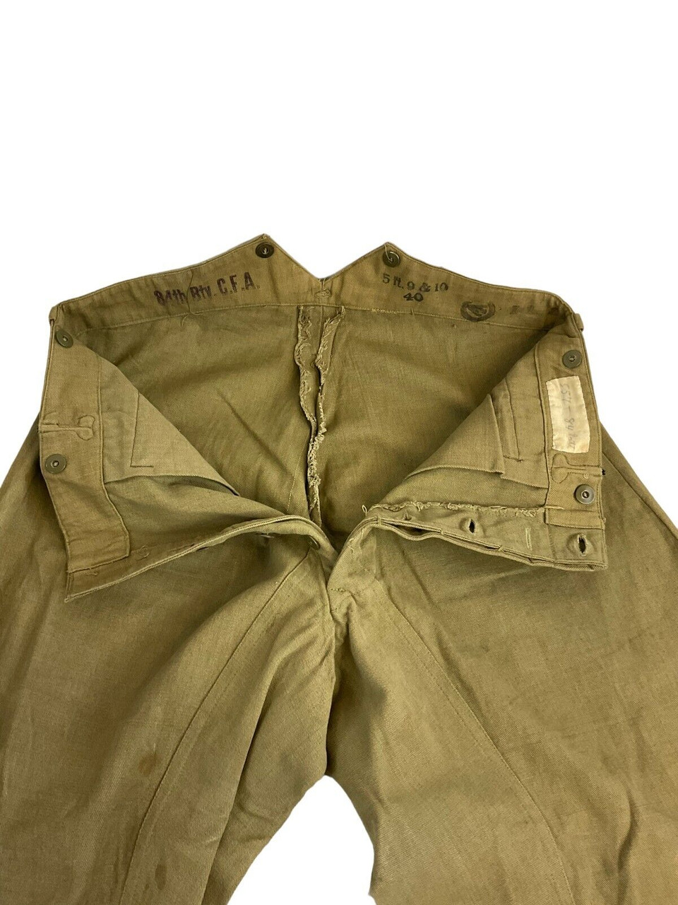 WW1 Canadian CEF 84th Battery CFA Denim Riding Breeches Pants WW1 Canadian CEF 84th Battery CFA Denim Riding Breeches Pants