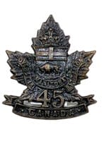 WW1 Canadian CEF 45th Battalion Collar Insignia Single WW1 Canadian CEF 45th Battalion Collar Insignia Single