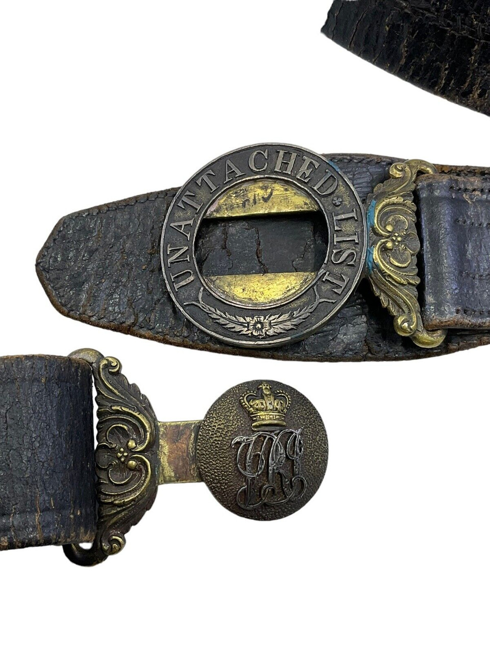 Victorian British Indian Army Officers Unattached List Belt & Buckle Victorian British Indian Army Officers Unattached List Belt & Buckle