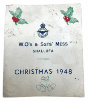 British Royal Air Forces WO's & Sgts Mess Christmas Dinner Menu Shallufa 1948 British Royal Air Forces WO's & Sgts Mess Christmas Dinner Menu Shallufa 1948
