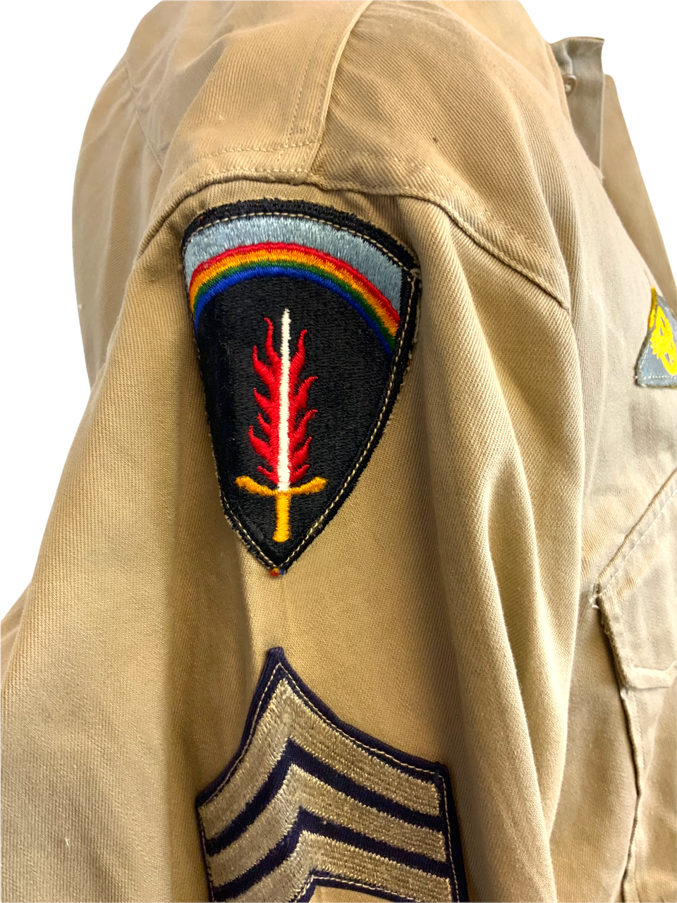 WW2 US USAAF Air Force Sergeant Shirt With SHAEF Bombardier Wing 15 Collar WW2 US USAAF Air Force Sergeant Shirt With SHAEF Bombardier Wing 15 Collar