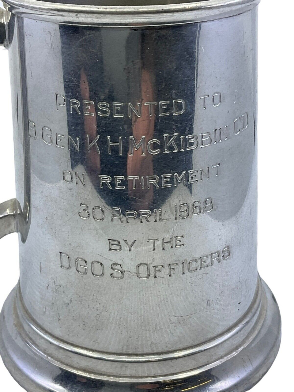Canadian Brigadier General K H McKibbin CD 1968 Presentation Tankard Canadian Brigadier General K H McKibbin CD 1968 Presentation Tankard