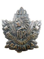 WW1 Canadian CEF 102B 102nd Battalion Cap Badge Insignia WW1 Canadian CEF 102B 102nd Battalion Cap Badge Insignia