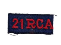 WW2 Canadian 21 RCA Artillery Shoulder Title Single