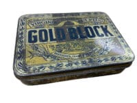 WW2 Canadian British GOLD BLOCK Tobacco Tin EMPTY 5 x 3 x 1 Inch