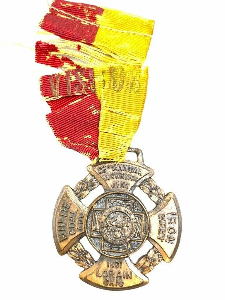 US 1921 Lorain Ohio Spanish War Veterans Medal with Ribbon US 1921 Lorain Ohio Spanish War Veterans Medal with Ribbon