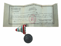 WW1 Austro Hungarian War Medal & Ribbon With Certificate Non Combatant WW1 Austro Hungarian War Medal & Ribbon With Certificate Non Combatant