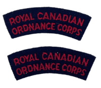 Royal Canadian Ordnance Corps RCOC Shoulder Title Insignia Pair