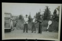 WW2 Canadian Army Black Watch Soldier with 3 Civilians  photograph