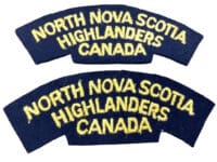 WW2 Canadian North Nova Scotia Highlanders Canada Shoulder Titles Starch Back