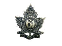 WW1 Canadian CEF 61st Battalion Collar Insignia Single
