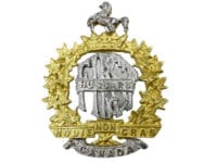 WW2 Canadian 1st Hussars JR Gaunt Officers Gilt and Silver Cap Badge
