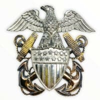 WW2 US Navy Officers Cap Badge Gold Filled