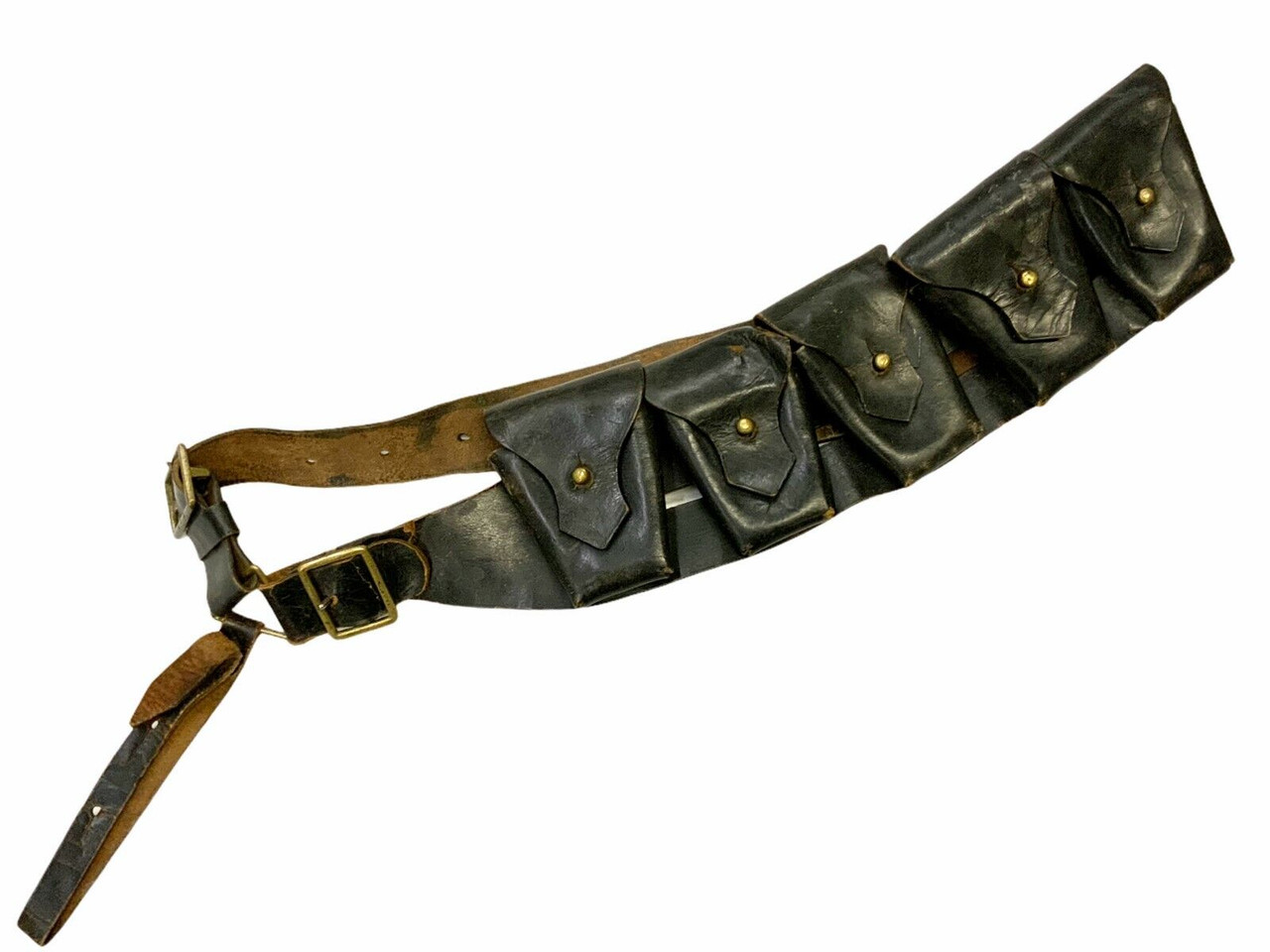 WW1 WW2 British Indian Five Pocket Leather Bandolier WW1 WW2 British Indian Five Pocket Leather Bandolier