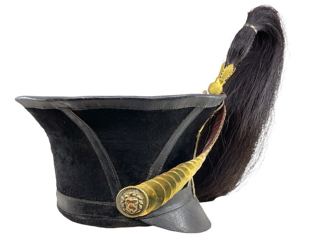 British Army Officers 1840's Era Bell Top Shako Hat with Plume RARE British Army Officers 1840's Era Bell Top Shako Hat with Plume RARE