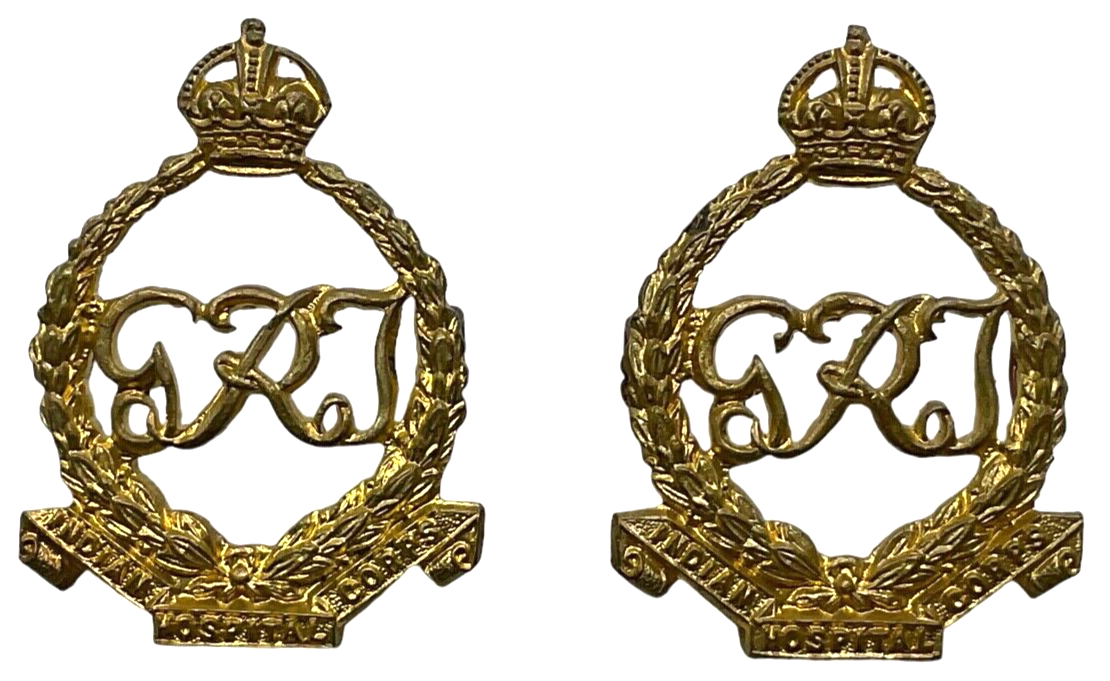WW2 British Indian Hospital Corps Collar Badge Insignia Pair WW2 British Indian Hospital Corps Collar Badge Insignia Pair
