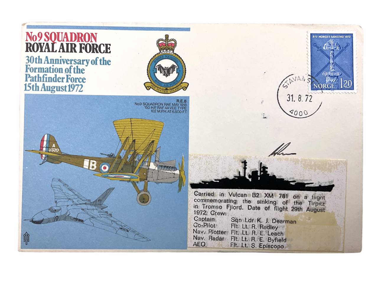 British Irish RAF First Day Cover Stamp No9 Squadron RFC Pathfinder Force British Irish RAF First Day Cover Stamp No9 Squadron RFC Pathfinder Force