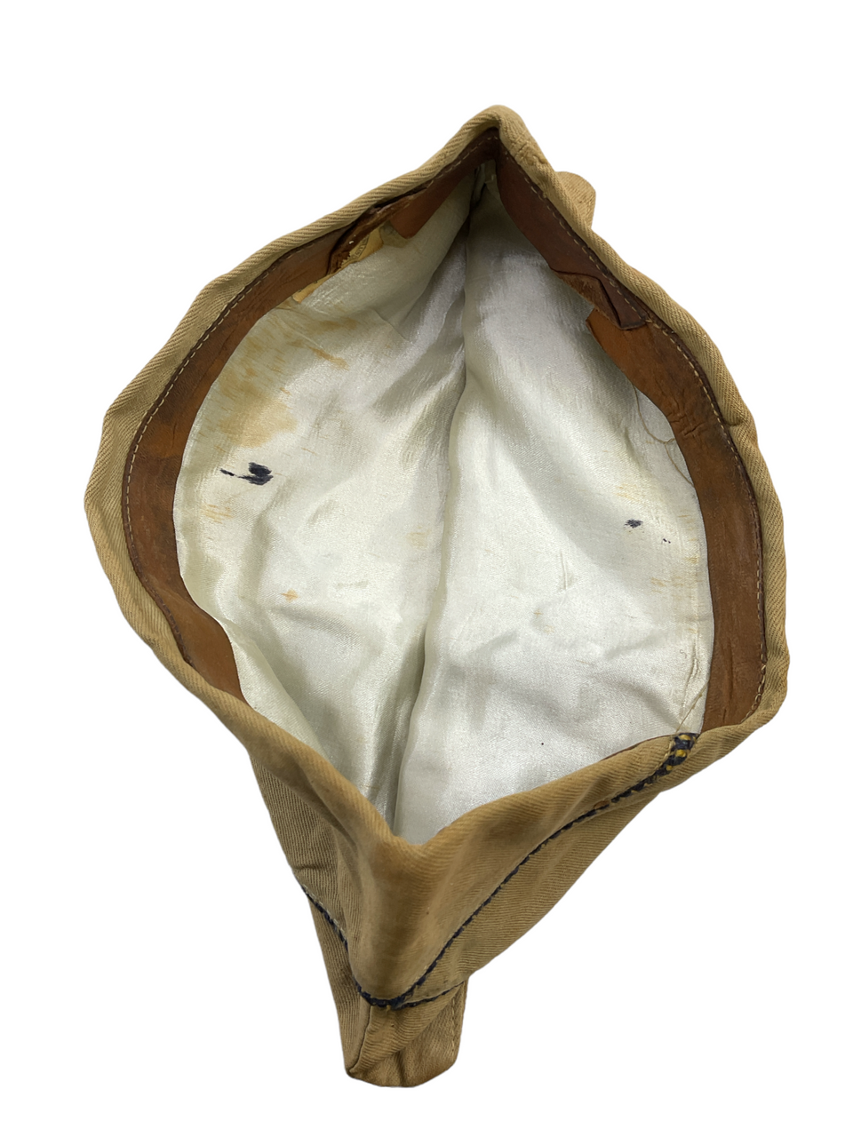 WW2 US Tan Cotton Officers Blue & Yellow Piped Garrison Wedge Cap WW2 US Tan Cotton Officers Blue & Yellow Piped Garrison Wedge Cap