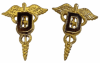 WW2 US ARMY Dental Corps Officers DUI Collar Badge Insignia Pair