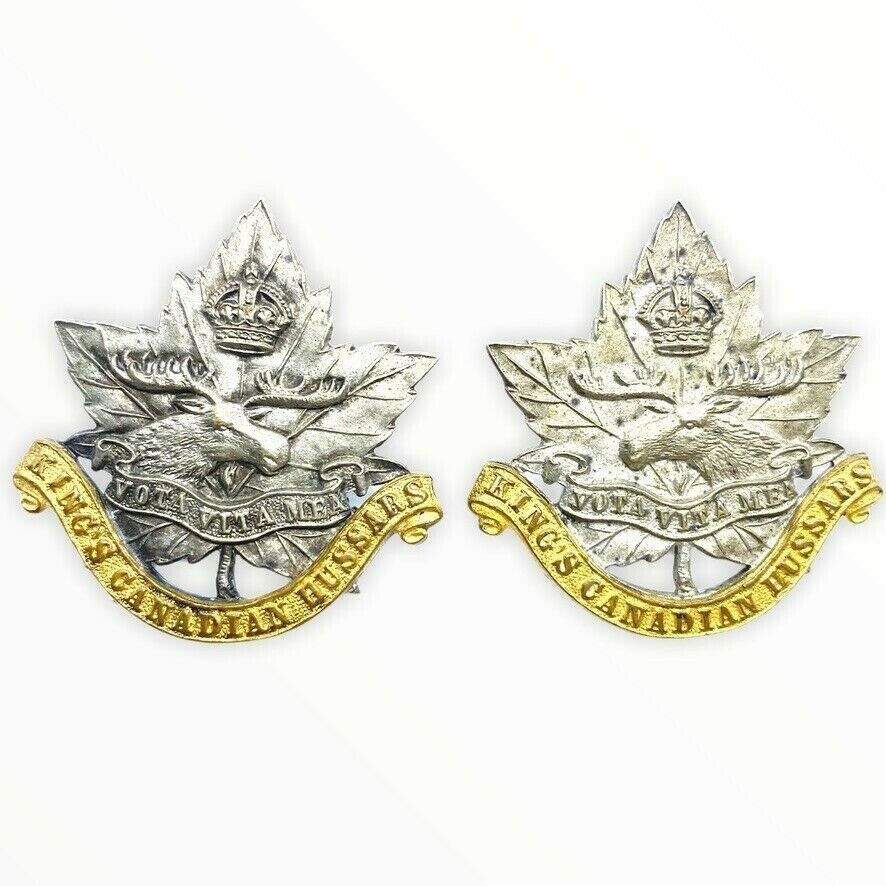 Kings Canadian Hussars Officers Collars Insignia Pair Kings Canadian Hussars Officers Collars Insignia Pair