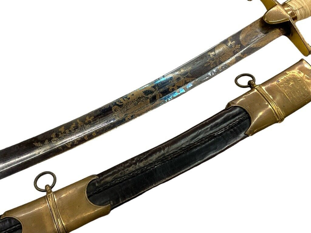British 1803 Infantry Officers Sword Scabbard Maker S Brunn Blue and Gilt Blade British 1803 Infantry Officers Sword Scabbard Maker S Brunn Blue and Gilt Blade