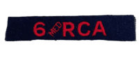 WW2 Canadian Artillery 6 MED RCA Shoulder Title Insignia Patch Single