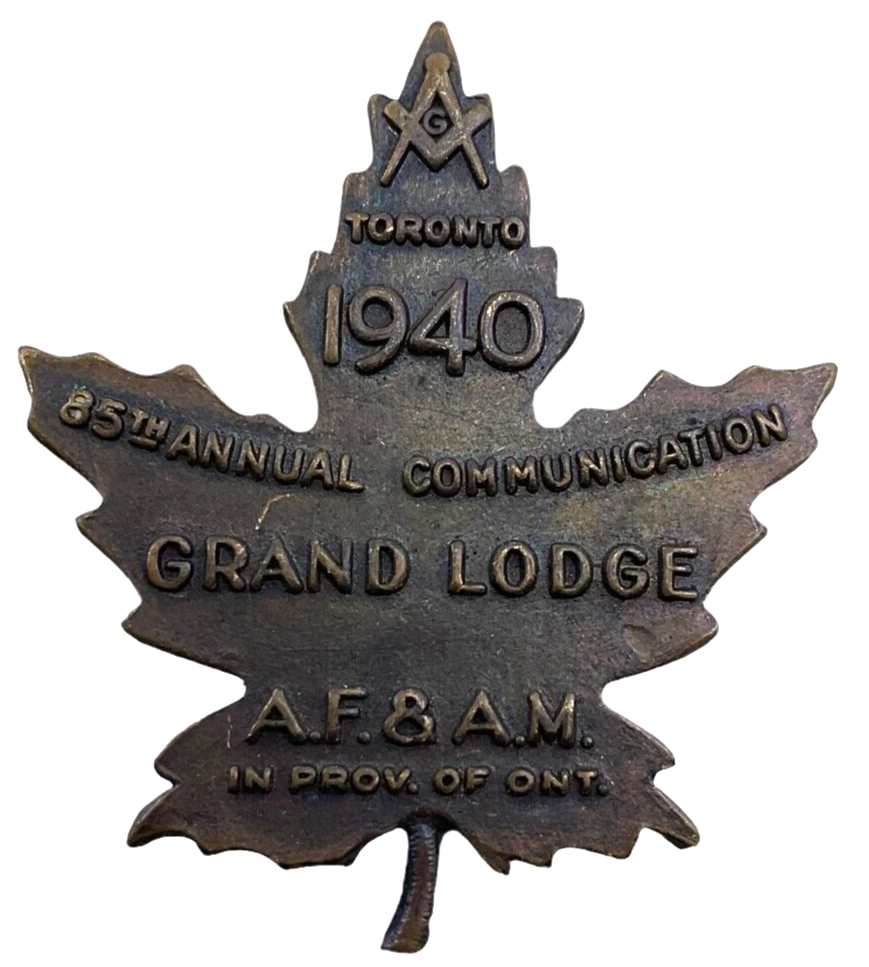 Canadian 1940 Dated 85th Annual Convention Grand Lodge Toronto Badge Pin Back Canadian 1940 Dated 85th Annual Convention Grand Lodge Toronto Badge Pin Back