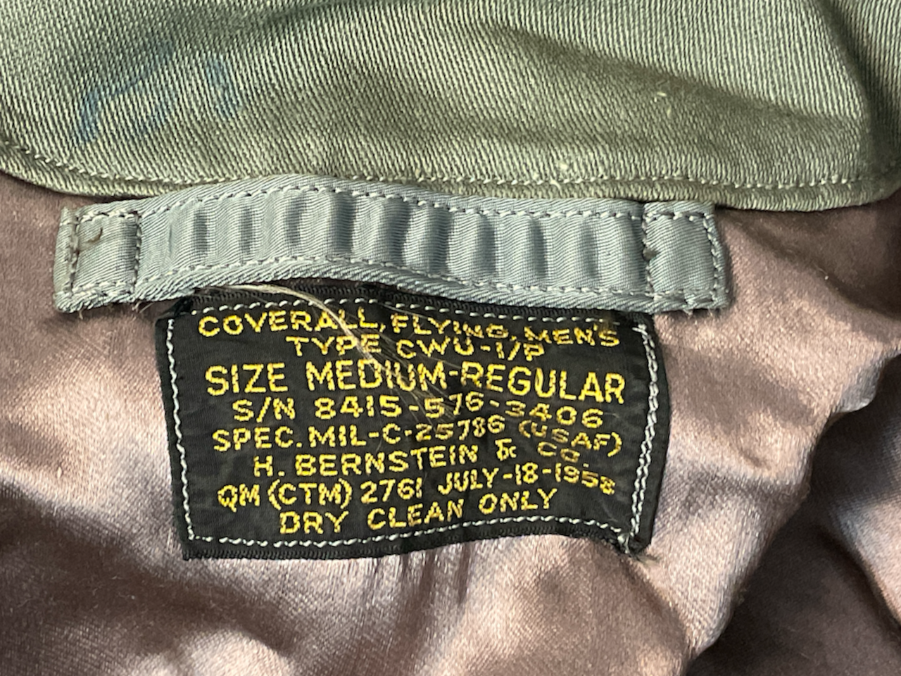 US USAF 1958 Dated Flying Coveralls Type CWU-I/P Size Medium Regular US USAF 1958 Dated Flying Coveralls Type CWU-I/P Size Medium Regular