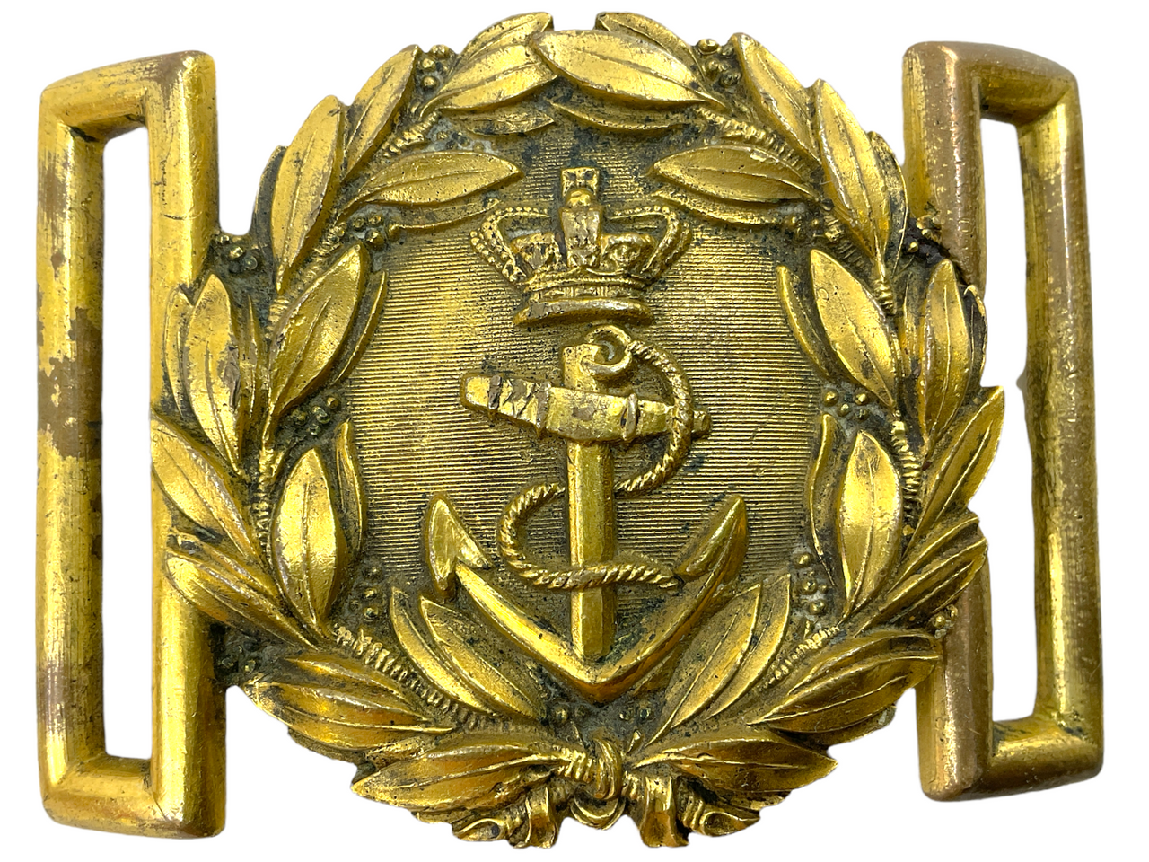 Victorian British RN Royal Navy Officers Gilt Brass Belt Buckle Victorian British RN Royal Navy Officers Gilt Brass Belt Buckle