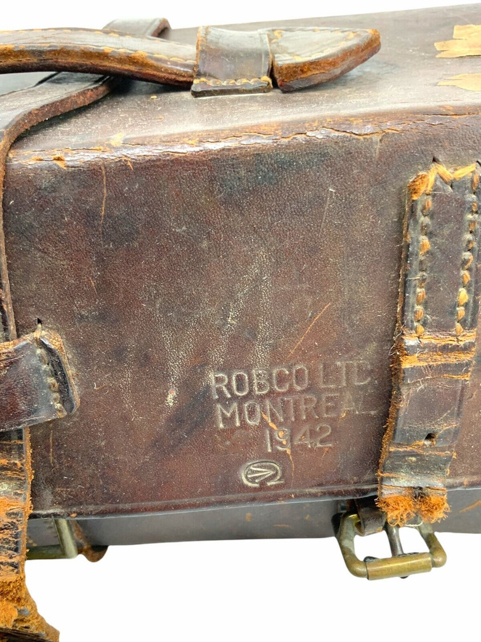 WW2 Canadian Leather Radio Mast Accessory Leather Case Robco Montreal 1942 WW2 Canadian Leather Radio Mast Accessory Leather Case Robco Montreal 1942