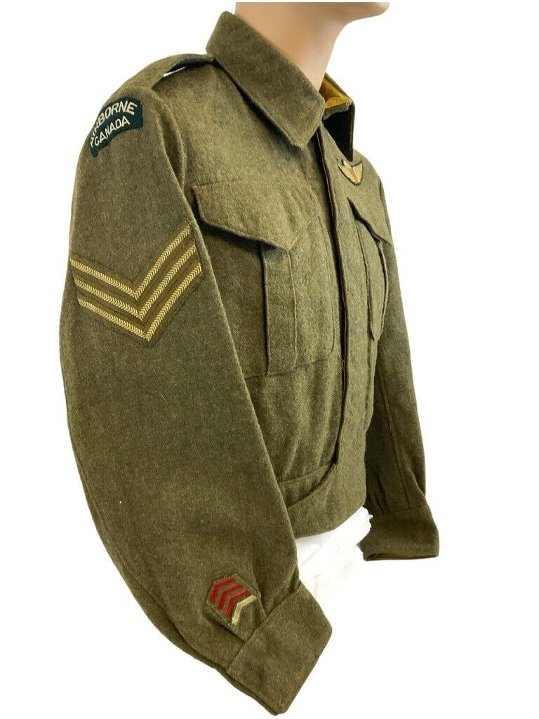 WW2 Canadian Airborne Canada Sgt Sergeant Battle Dress Jacket Unnamed 1944 Dated WW2 Canadian Airborne Canada Sgt Sergeant Battle Dress Jacket Unnamed 1944 Dated