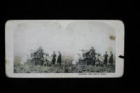 WW1 US AEF Stereoview Card 75cm Guns In Action