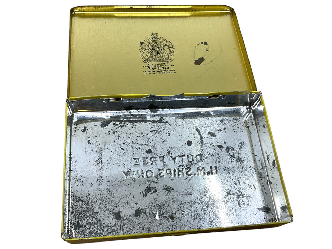 WW2 British Canadian RN RCN State Express HM Ships Cigarette Ration Tin EMPTY 2 WW2 British Canadian RN RCN State Express HM Ships Cigarette Ration Tin EMPTY 2