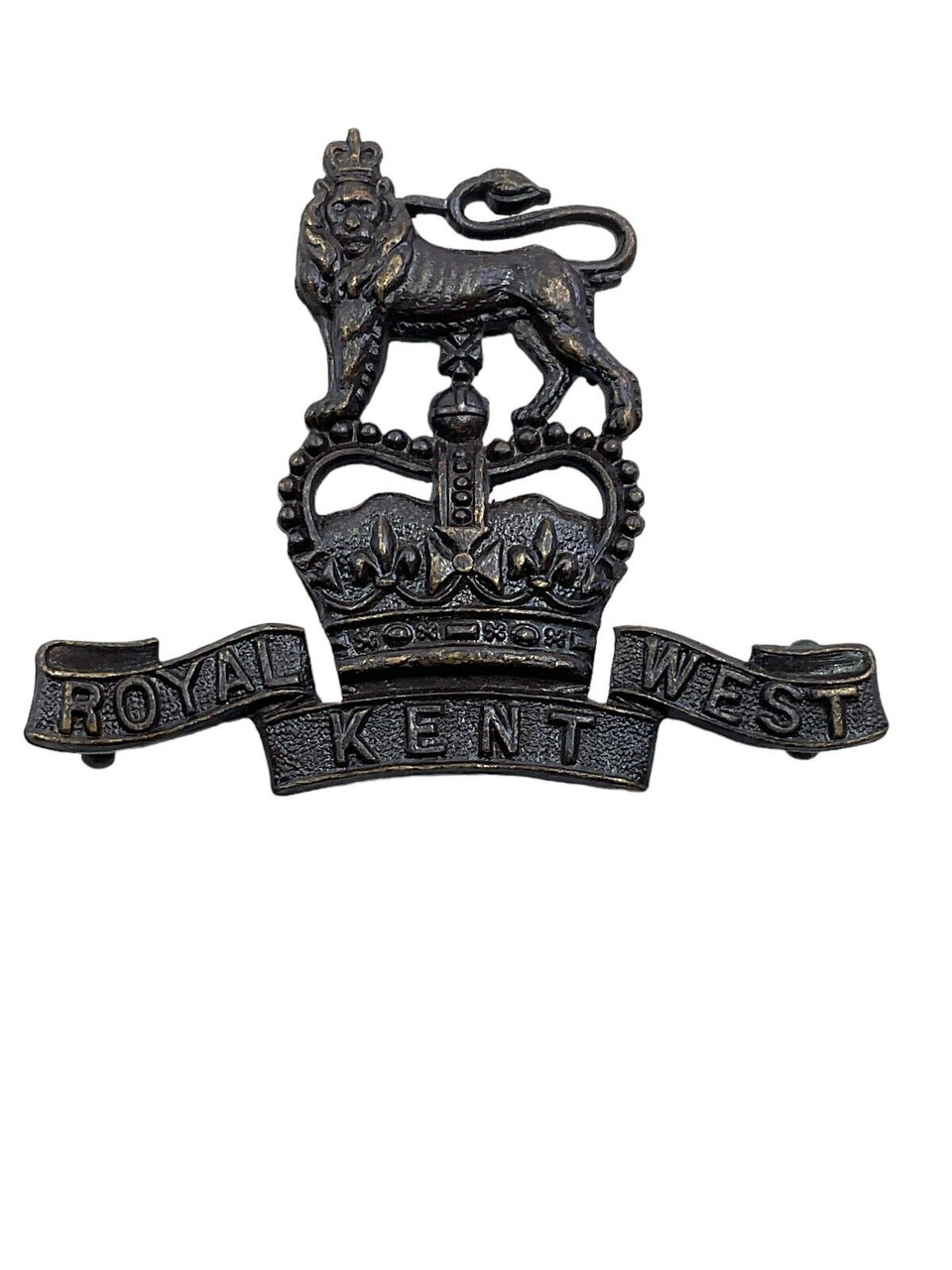 British Army Royal West Kent Regiment Officers Bronze Cap Badge British Army Royal West Kent Regiment Officers Bronze Cap Badge