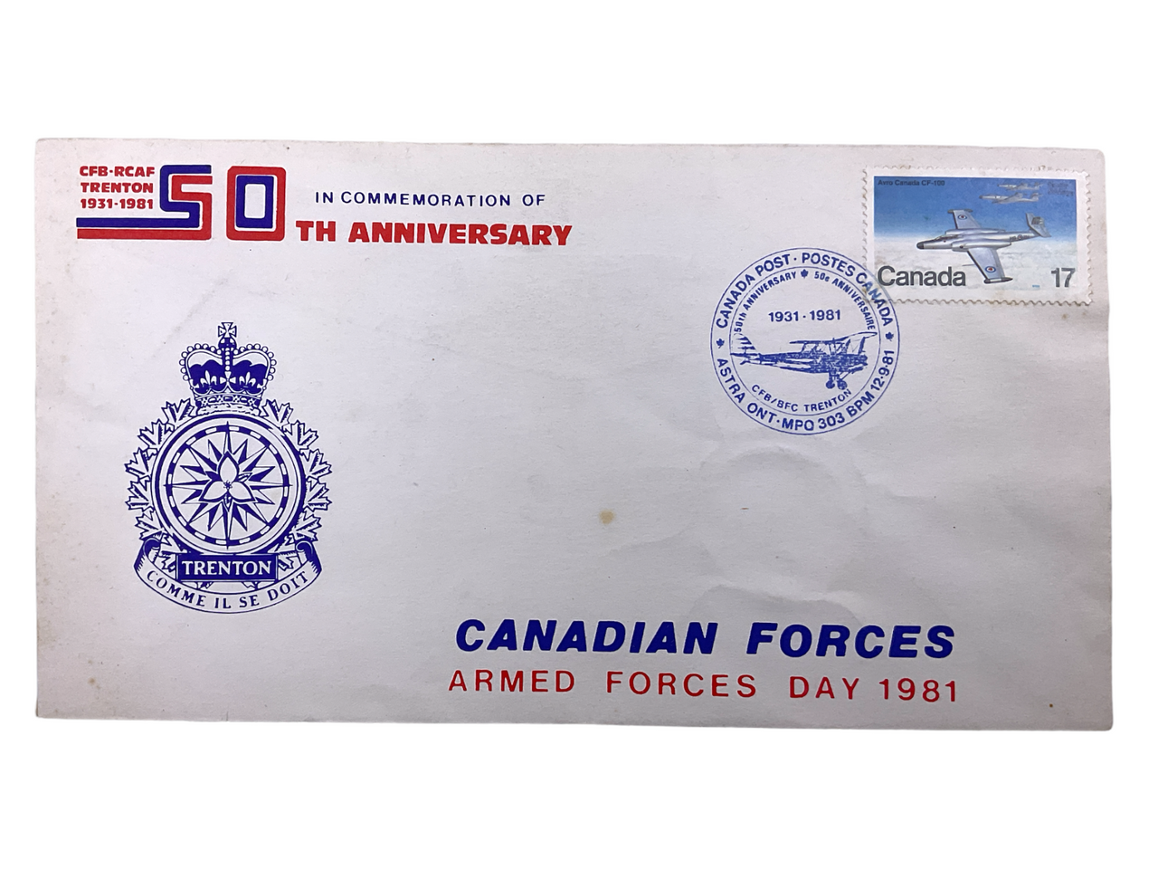 Canadian RCAF First Day Cover Stamp CF-100 Forces Day 50 Years Canadian RCAF First Day Cover Stamp CF-100 Forces Day 50 Years